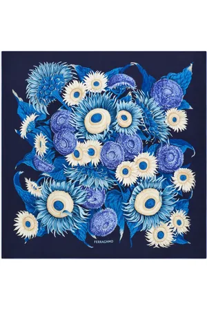 Salvatore Ferragamo Mascada de seda con estampado Sunflower