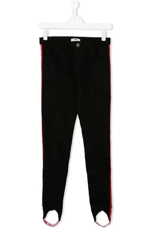 Msgm TEEN logo trim stirrup jeans