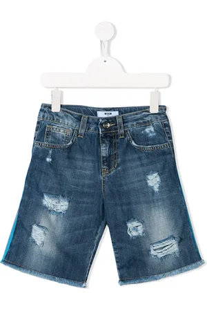 Msgm Shorts de mezclilla con ribete de rayas