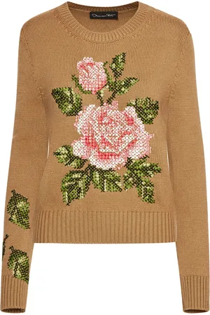 Oscar de la Renta Suéter con bordado English Rose