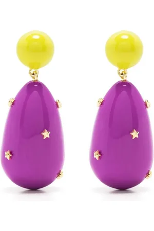ESHVI Aretes con dije diseño de dos tonos