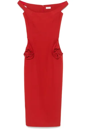 MAGDA BUTRYM Vestido midi con detalle de rosa