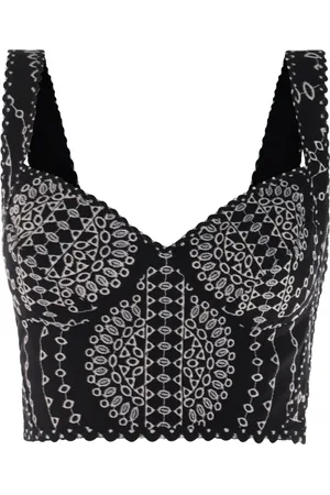 CHARO RUIZ IBIZA Top Goldie bordado con borde festoneado