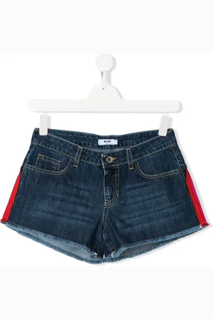 Msgm Shorts de mezclilla con raya del logo