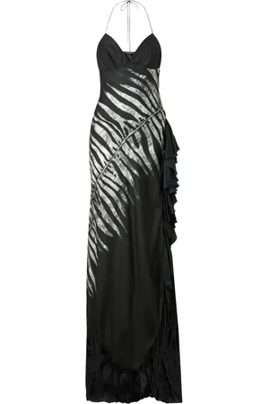 Roberto Cavalli Vestido largo con estampado de cebra