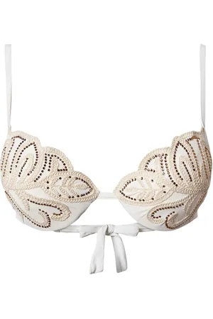 Twin-Set Top de bikini bordado con apliques de strass