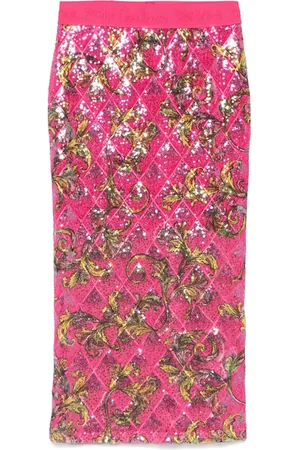 VERSACE Falda midi con estampado Barocco