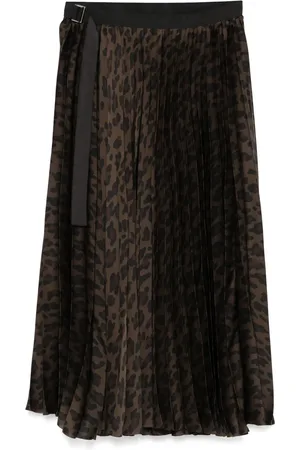 SACAI Falda midi con estampado de leopardo