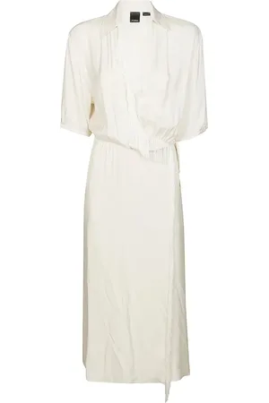 Pinko Vestido cruzado con detalle de flecos