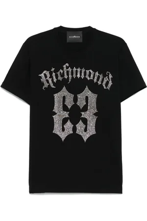 John Richmond Playera con logo y detalles de cristal
