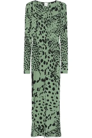 Nanushka Vestido largo con estampado de leopardo