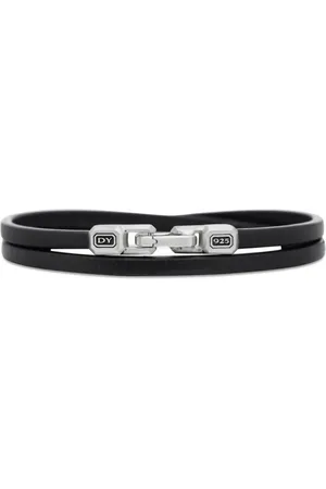 David Yurman Pulsera Streamline Double Wrap en plata de ley y cuero de 4mm