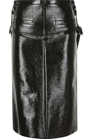 Courrèges Falda midi de vinilo