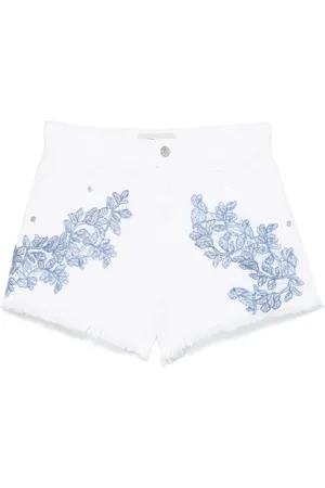 Ermanno Firenze Shorts de mezclilla con aplique de encaje