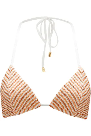 Perfect Moment Top de bikini estilo triángulo con rayas estampadas