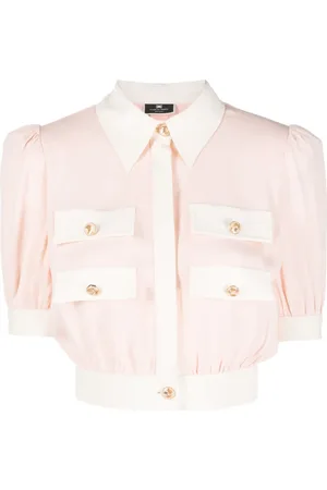 Elisabetta Franchi Blusa corta con bolsillos y solapa