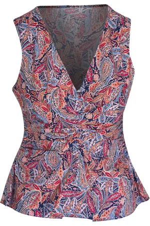 VERONICA BEARD Top con peplum y estampado de cachemira
