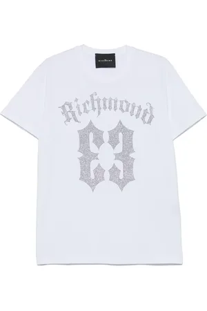 John Richmond Playera con logo y detalles de cristal