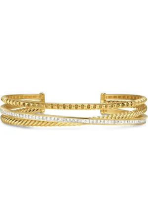 David Yurman Brazalete Crossover Trio en oro amarillo de 18kt con diamantes de 11mm