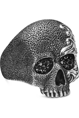 David Yurman Anillo Waves Skull en plata de ley con diamante de 24mm