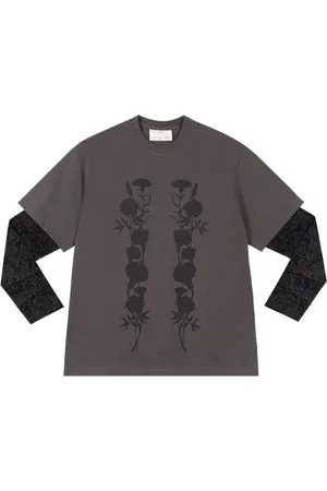 SONG FOR THE MUTE Playera Black con estampado de follaje