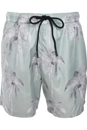 MAUNA KEA Shorts de playa con palmeras estampadas