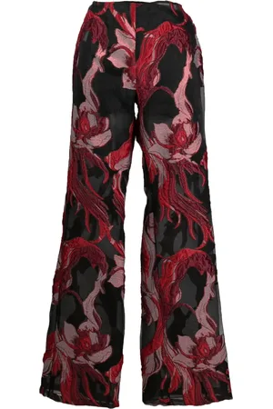 Alberta Ferretti Pantalones rectos con apliques florales