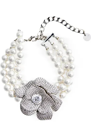 Self-Portrait Pulsera con perlas artificiales y aplique floral