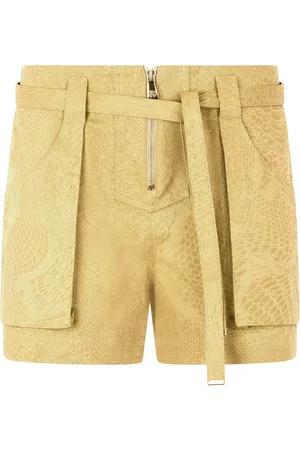 Roberto Cavalli Shorts con cinturón y estampado de piel de pitón