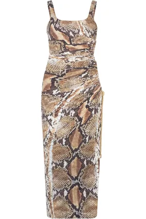 Roberto Cavalli Vestido midi con estampado de piel de pitón