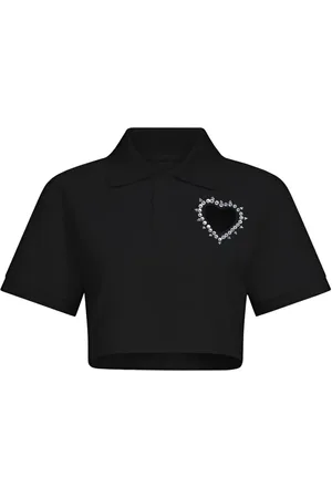 AREA Playera tipo polo corta con detalles de cristal