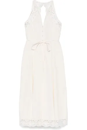 Twin-Set Vestido de popelina con detalle de encaje