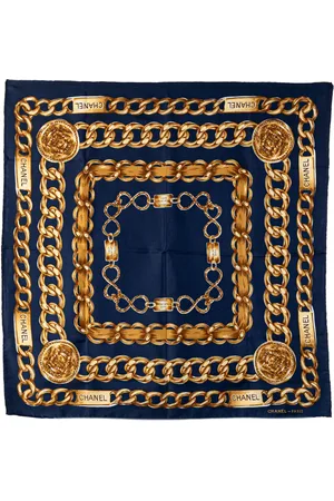 CHANEL 20th Century Interlocking CC Logo Silk Scarf scarves