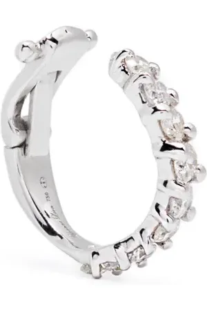 YVONNE LÉON Arete ear-cuff Vague en oro blanco de 18kt con diamantes