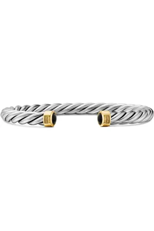 David Yurman Pulsera Cable en oro amarillo de 18kt con ónix negro de 6mm