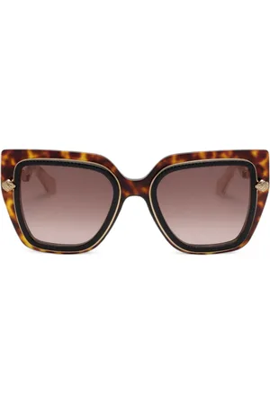 Roberto Cavalli Lentes de sol con armazón oversize estilo carey
