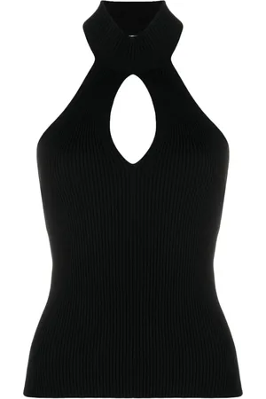 FEDERICA TOSI Top tejido de canalé con cuello halter