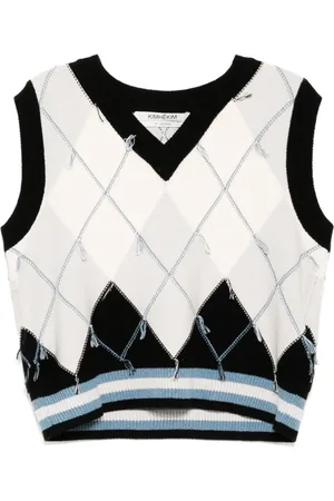 KIMHEKIM Suéter Argyle con cuello en V