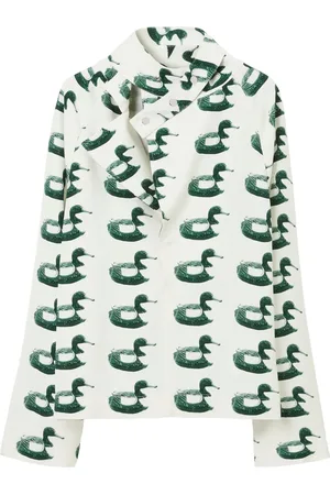Burberry Blusa con cuello cruzado y patos estampados