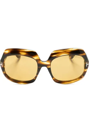 Tom Ford Lentes de sol con armazón oversize estilo carey