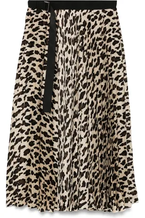 SACAI Falda midi con estampado de leopardo