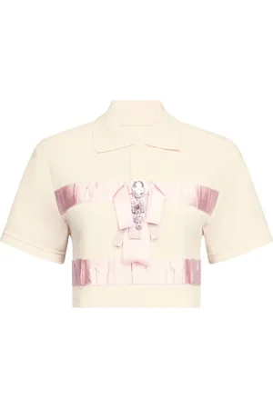 AREA Playera tipo polo corta con detalles de cristal
