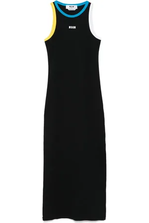 Msgm Vestido largo con ribete en contraste