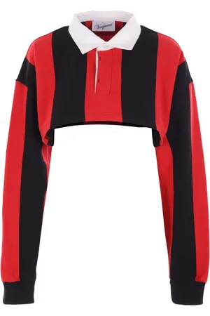 Vaquera Camisa corta estilo rubgy con rayas estampadas