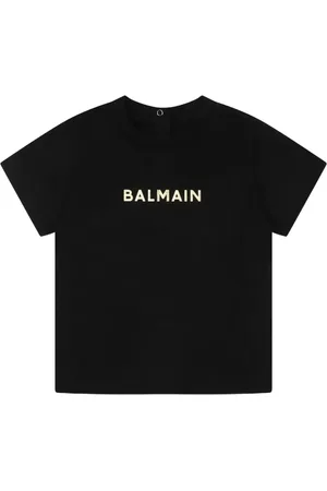 Balmain Playera con logo metalizado