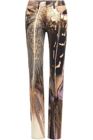 Roberto Cavalli Jeans rectos con plumas estampadas