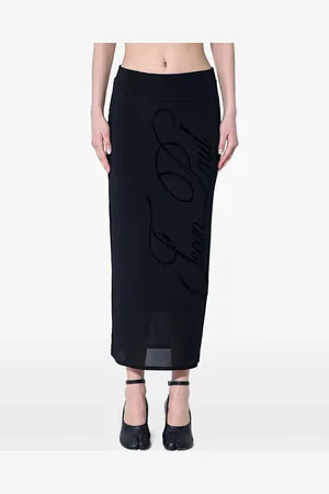 Jean Paul Gaultier Falda midi con logo afelpado