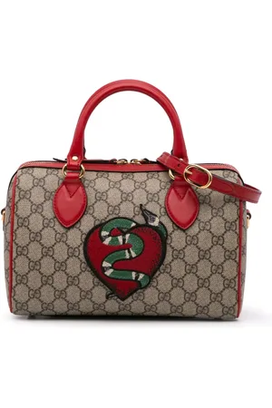 Gucci Bolsa satchel GG Supreme Kingsnake pequeña con corazón bordado 2000-2015