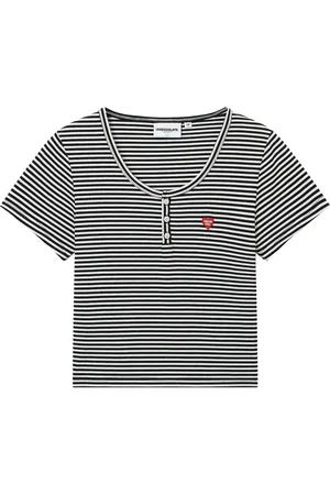 Chocoolate Playera con logo y motivo de rayas