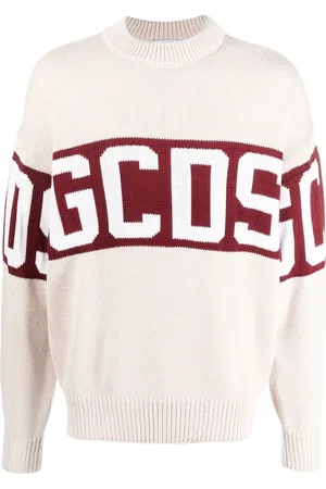 GCDS Suéter tejido de canalé con logo en intarsia